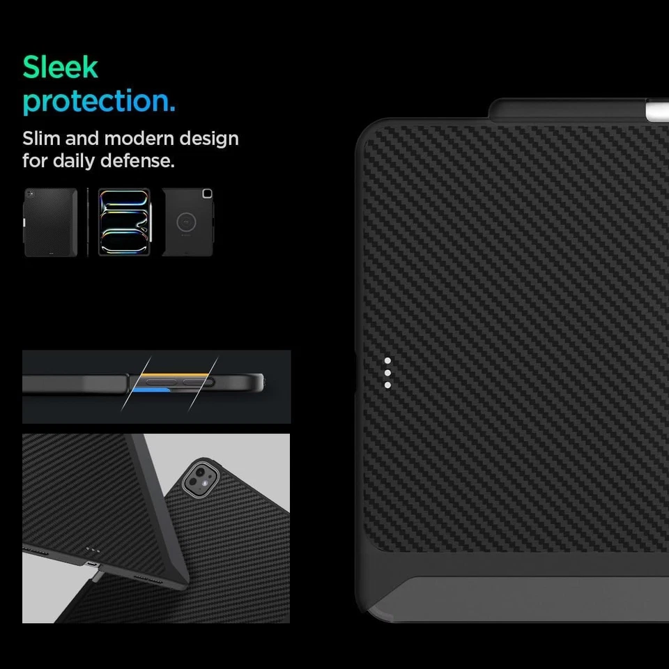 Estuche Spigen para iPad Pro 13 pulgadas M4 (2024) con soporte para lápiz, Enzo Aramid Aeroc Foto 4 de 4