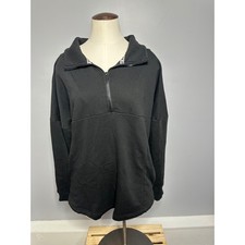 Victoria's Secret PINK Quarter Zip Pullover Sweatshirt Black Graphic Womens M