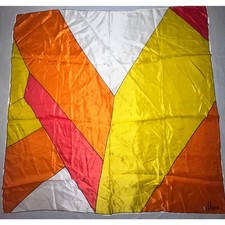 Vera Neumann Scarf - Ladybug Sign - Orange, Yellow, Red 25.5" Square - Vintage