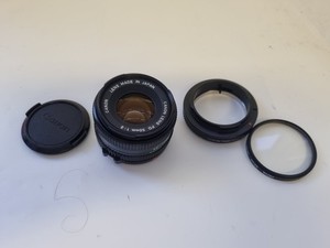 Canon FD 50mm 1:2 Lens With Filter, Fd-eos Adapter & Front Cap