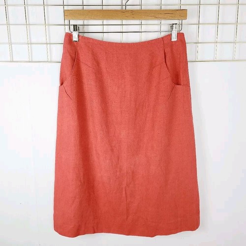 Sonia Rykiel, Gonna donna Sonia Rykiel Paris 42 media corallo lino matita vintage-leggi
