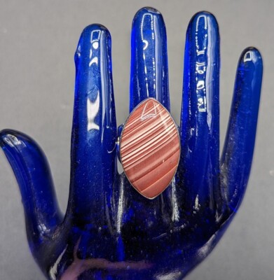Jay King DTR Sterling Silver Banded Agate Stone Large Ring Size 10 1/2 10.5
