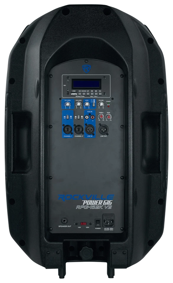 Altavoces Rockville RPG152K Dual 15" Alimentados/Bluetooth+Micrófono+Soportes de Altavoces+Cables Foto 4 de 4