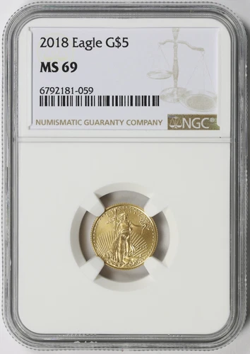2018 $5 Gold 1/10 oz American Eagle NGC MS69