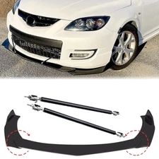 Front Bumper Lip Spoiler /Splitter Strut Rods Glossy For Mazda
