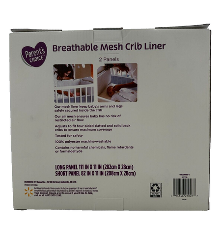 Parent's Choice Atmungsaktives Netzbettfutter 2 Paneele Volle Größe 111x11/82x11 Neu - Bild 2 von 5