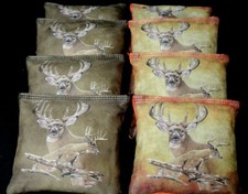 DEER HUNTING Suede Stick and Slide 8 ACA CORNHOLE bags Stop n Go Bags