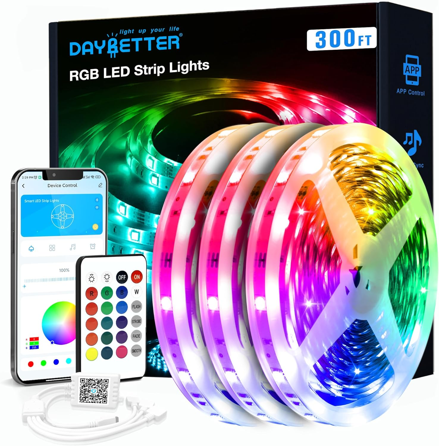 LED Strip Lights 300 Ft, Smart Light with App Remote Control, RGB LED Lights-image