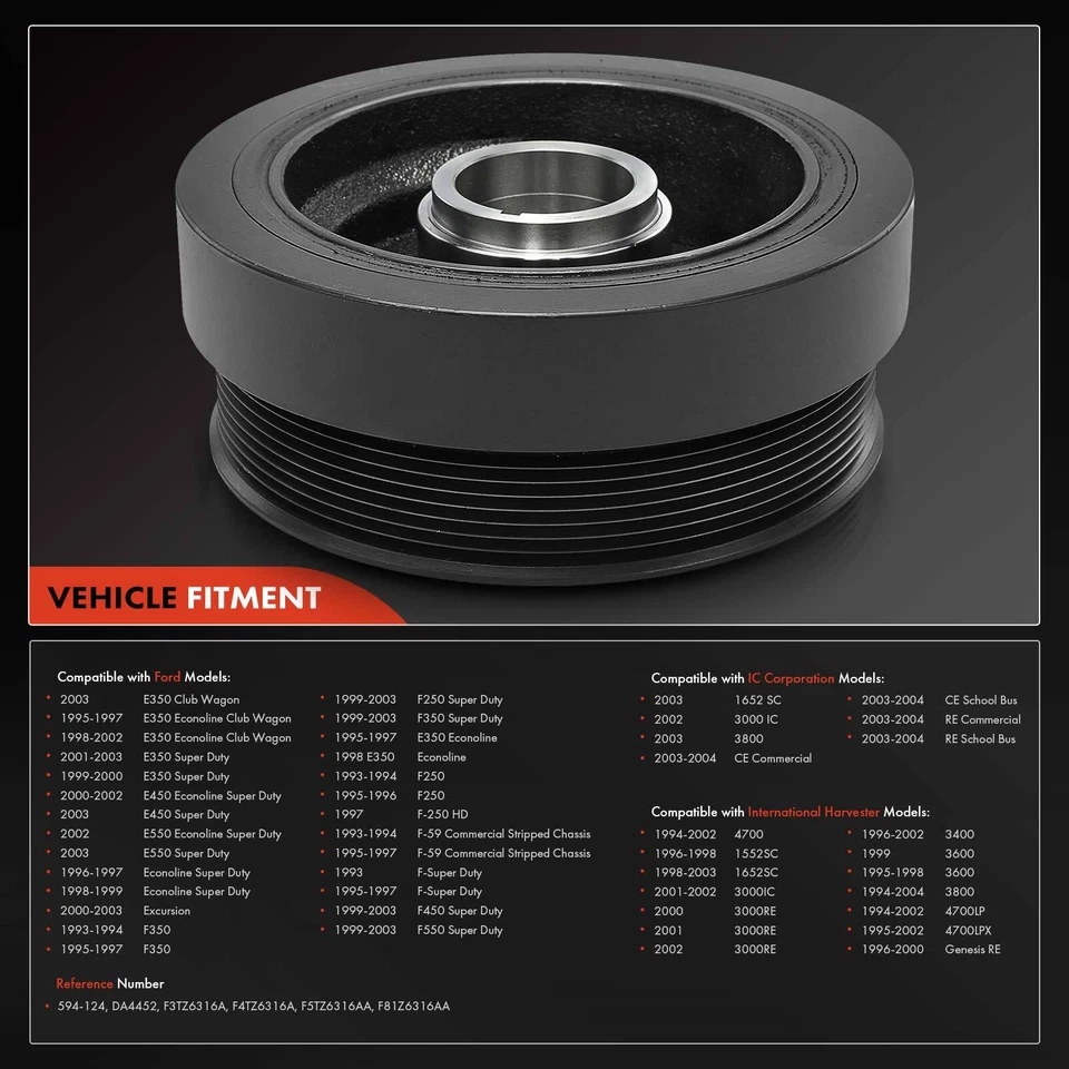 Engine Harmonic Balancer for Ford E350 Club Wagon F250 F350 F450 Super Duty 3800 - Image 2 of 4