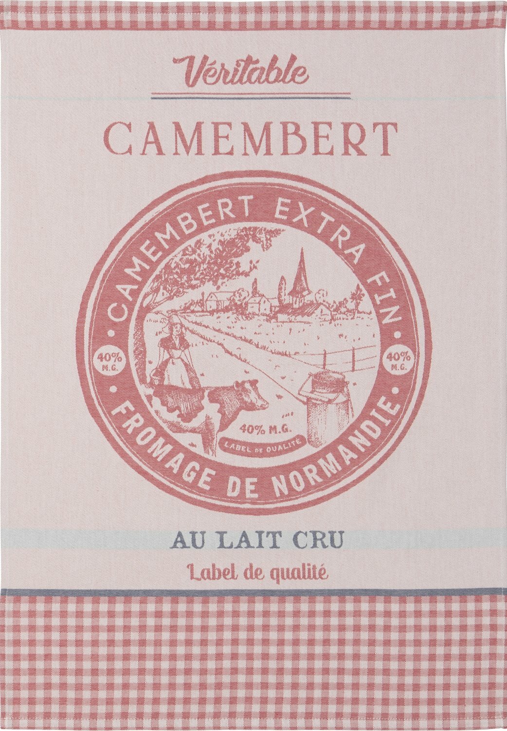 Coucke ""Veritable Camembert”, Woven cotton tea towel. Designed in France.