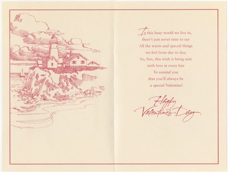 Tarjeta amorosa del día de San Valentín PARA HIJO, Lighthouse Coast de American Greetings +✉ Foto 2 de 4