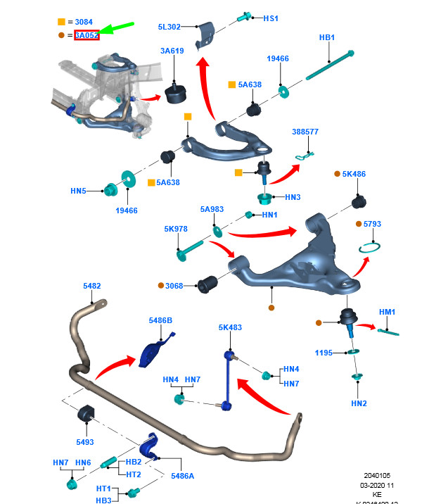 FORD RANGER T6 Front Left Lower Control Arm 2354161 NEW GENUINE | eBay 
