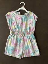 Jessica Simpson romper Short Sleeve Shorts linen Romper Floral tropical girls 4T