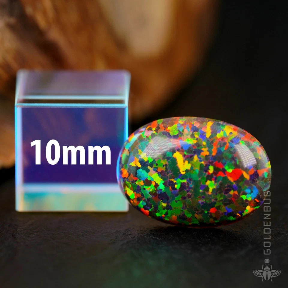 Cabujón ovalado arco iris ópalo negro piedra preciosa suelta 3D color intenso piedra cultivada UE Foto 2 de 4