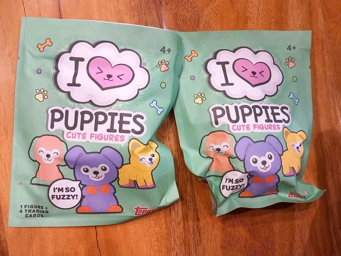 2 X Topps I Love Puppies, Cute Fuzzy Figures Tag Kids Toys, Ideal Xmas Gift  ! | eBay UK