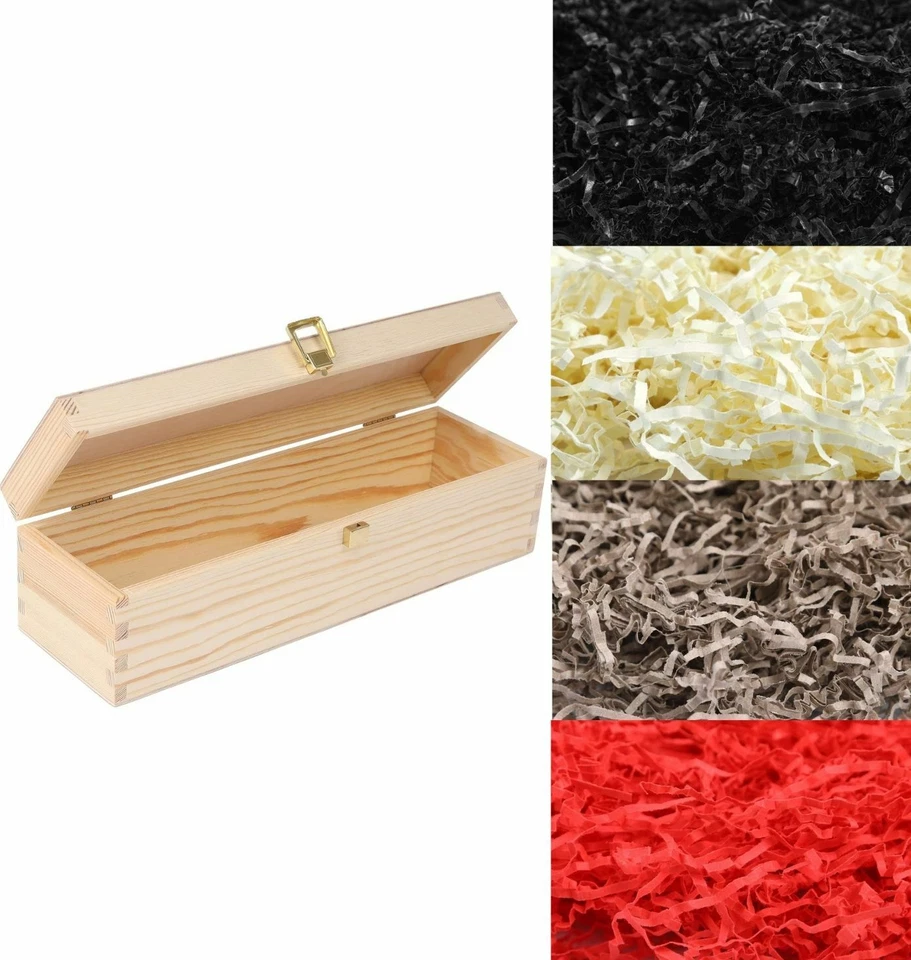 Creative Deco Wein-Kiste Wein-Box für 1 Flasche | mit Füllmaterial aus Papier - Bild 2 von 2