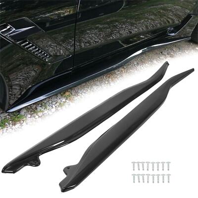 For Corvette C7 Stingray Z06 Z07 2014-2019 Side Skirt Rocker Panels Kit-Black