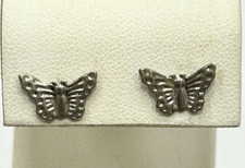 Vintage Petite Sterling Silver Butterfly Stud Earrings Post