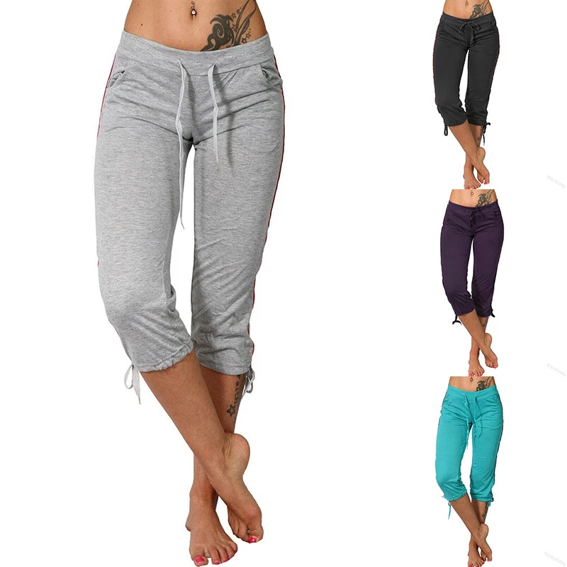 Women's Solid Drawstring Capris