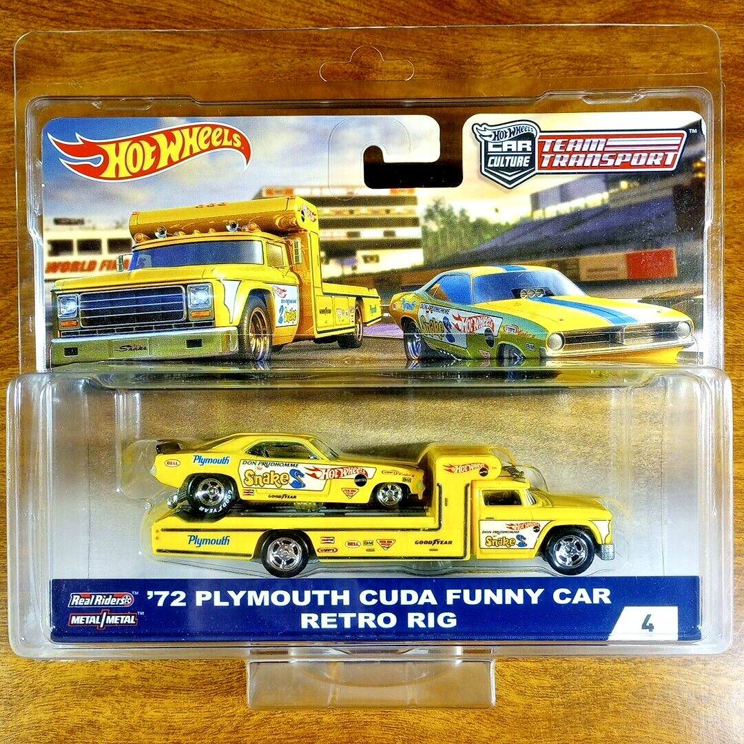 Hot Wheels Team Transport Snake '72 Plymouth Cuda Funny Car Retro