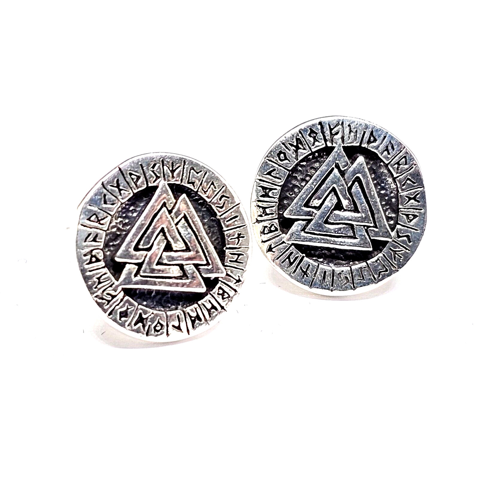 Valknut Rune Stud Earrings 925 Sterling Silver Viking Norse Jewellery & Boxed