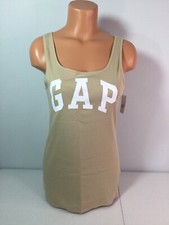 GAP Beige thin ribbed Tank Top w/ White GAP Logo. Size Large. NEW.