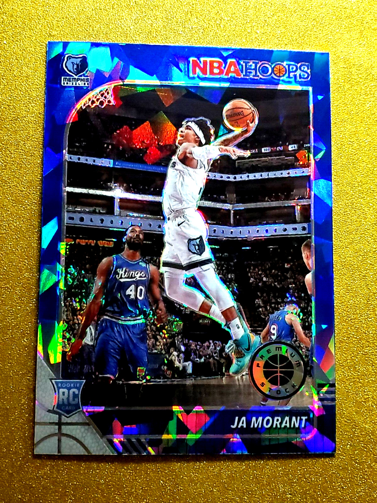2019-20 Premium Stock Ja Morant Rookie Blue Cracked Ice Prizm RC #259 Mint
