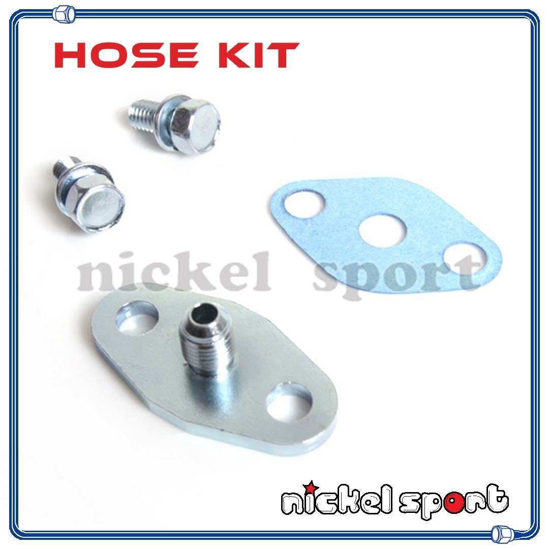 Turbo Oil Feed Line Restrictor Flange Kit - 4AN AN4 90° Degree, Fits T3 T4E T66 T70 T72
