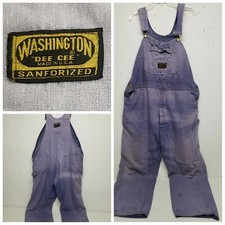 Vintage 1970s Washington Dee Cee Sanforized PURPLE FADE Overalls 70s 46X30