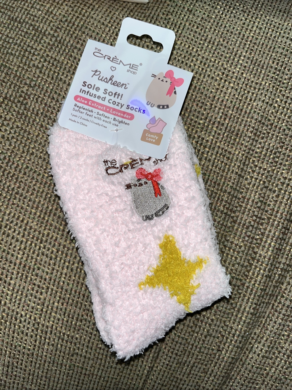 SAOLA NUOVO THE CREME SHOP SUOLA PUSHEEN CALZE MORBIDE INF ALOE LAVANDA calze rosa