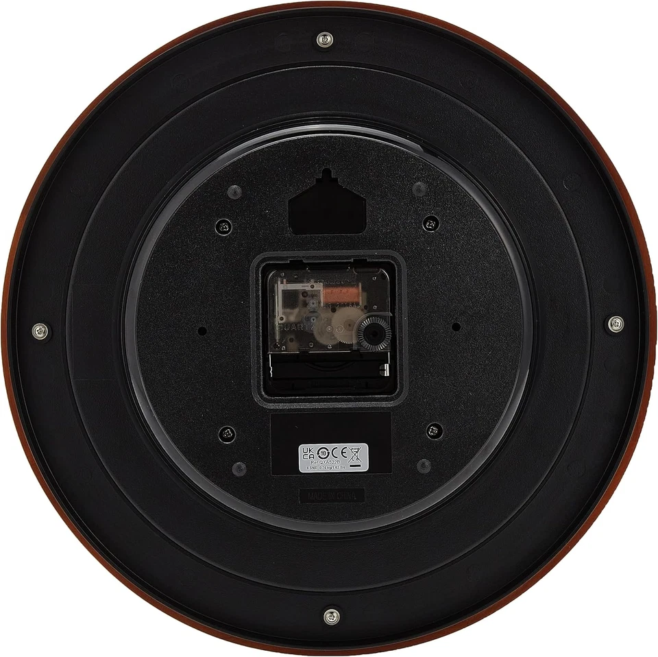 Reloj de pared clásico de madera redondo de 12 pulgadas SEIKO, blanco, marrón Foto 3 de 4