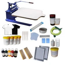 1 Color Screen Printing Kit Start Hobby Shirt Press Machine Ink Squeegee Supply