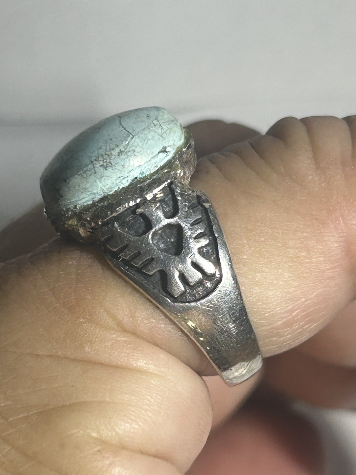 Thunderbird Native Old 925 Turquoise Ring Size 10… - image 13