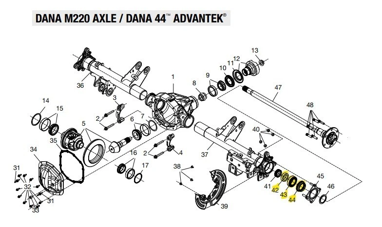 Kit de sello de cojinete de rueda trasera Ford Bronco 2021-2024 Dana 44 M220 OEM Dana Spicer Foto 2 de 4