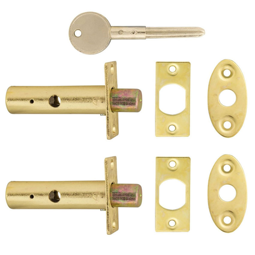 TSS Mortice Rack Bolt 60mm Brass x2 With Key (TSSRBOX2B)