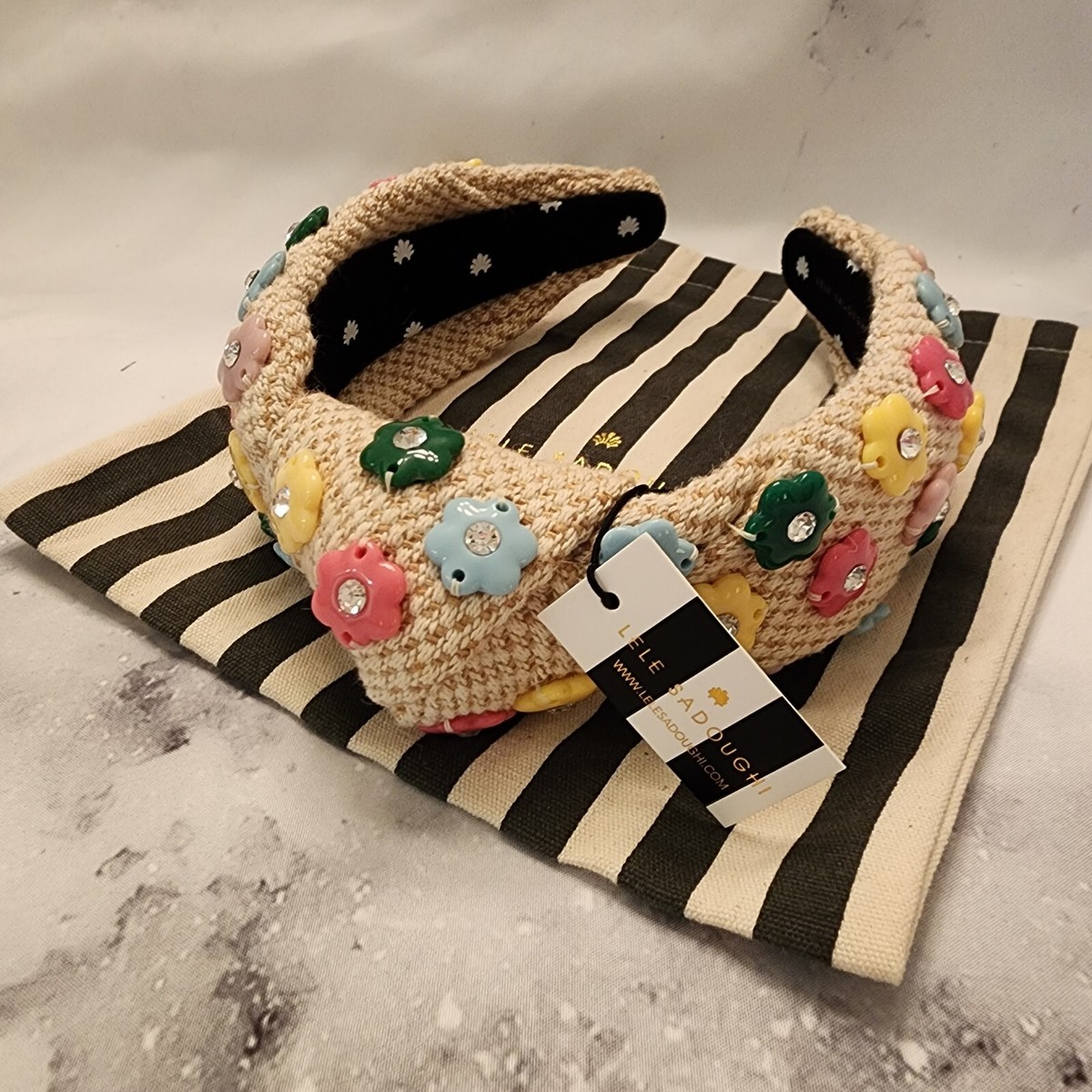 NWT $195 | Lele Sadoughi Daphne Floral Charm Knotted 