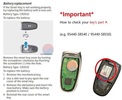 Genuine OEM FOB Smart Key 95440 S8540 (5 Button) for Hyundai