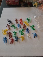 Lot Of 21 Plastic Cowboys  Indians Vintage Marx Tim-Mee Style