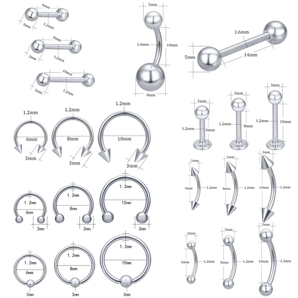 42Pcs Stainless Steel Professional Body Piercing Tool Kit for Belly Lip Ear Nose - Image 2 of 4