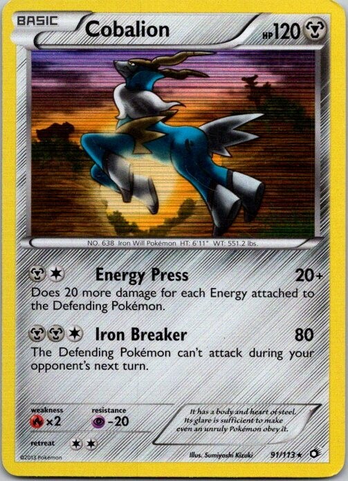 Pokemon Legendary Treasures 91/113 Cobalion Holo Rare See Scan