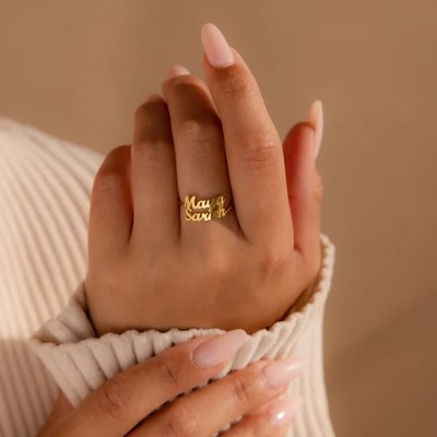 Multiple Name Ring Minimalist 925 Sterling Silver Ring For Girls Birthday Gift