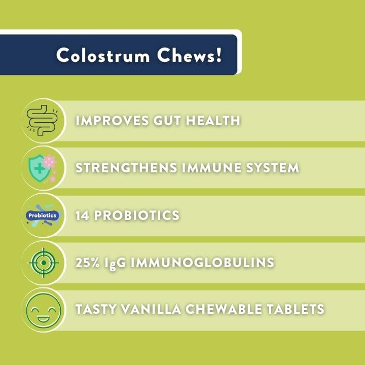 Health Logics Colostrum Chews-Colostrum Supplement 25% IgG for Gut Health, Im...