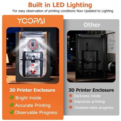 LED Lighting 3D Printer Cover, Fireproof Tent for Ender 3