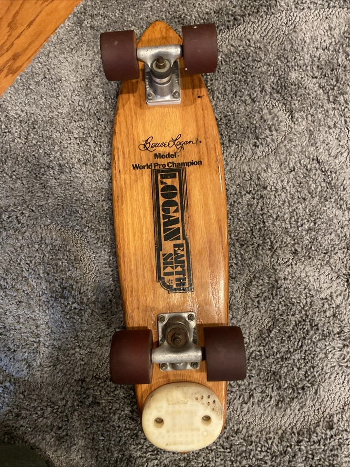 De colección 1977 Bruce Logan Earth esquí madera monopatín Bennett Pro camiones ruedas Foto 2 de 2