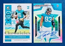 2021 Chronicles Trevor Lawrence RC, 2023 Rookies & Stars Tyler Lacy RC Auto /299