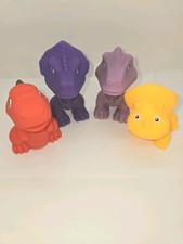 Lot Of 4 Assorted Plastic Dinosaur Toys Soft Kids Collectibles