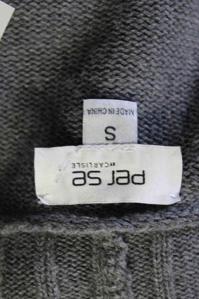 Cárdigan Suéter Top Per Se Para Mujer Algodón Gris Capucha Cuello Frente Abierto Talla S Foto 4 de 4