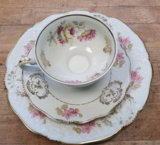 Winterling Mitterteich Bavaria, Mokkatasse kleine 3-tlg Sammeltasse Blumen, Gold