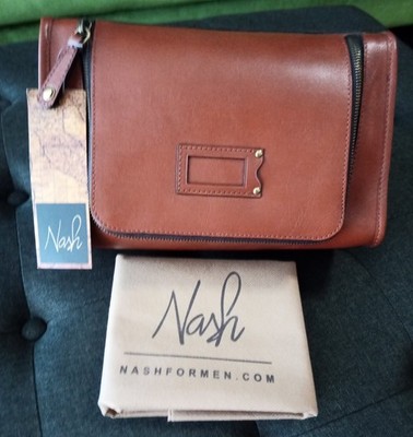 Patricia Nash tan leather zip dopp kit travel toiletry case Heritage II