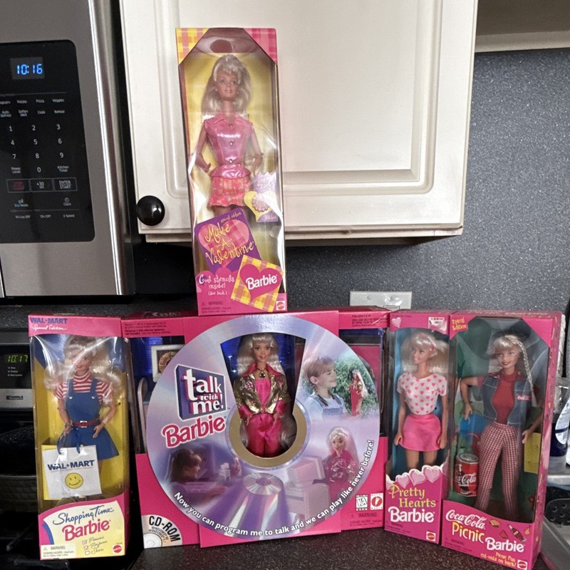 Mattel Barbie Dolls Lot of 5 Make a Valentine Shopping Time Talk With Me